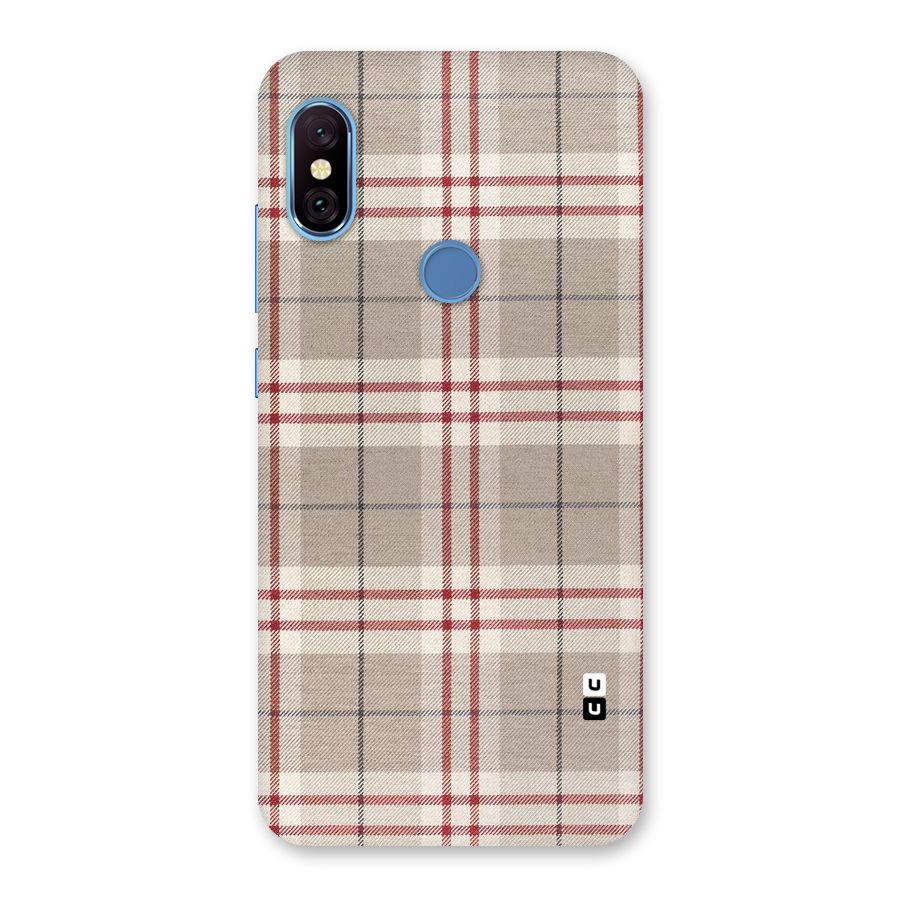Beige Red Check Back Case for Redmi Note 6 Pro