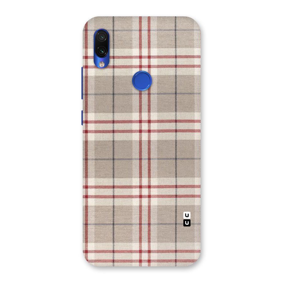 Beige Red Check Back Case for Redmi Note 7S