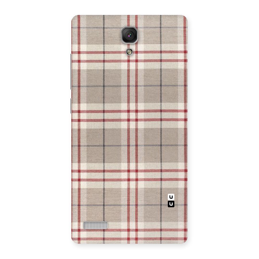 Beige Red Check Back Case for Redmi Note Prime