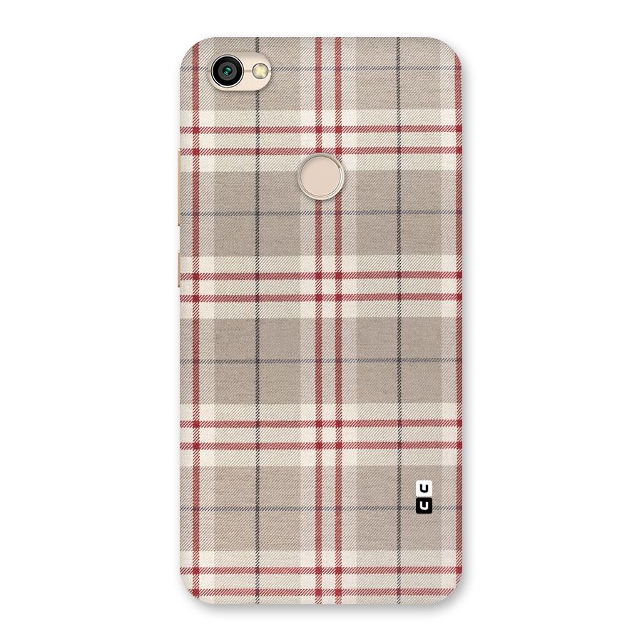 Beige Red Check Back Case for Redmi Y1 2017