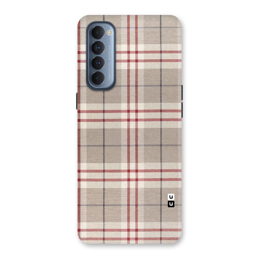 Beige Red Check Back Case for Reno4 Pro
