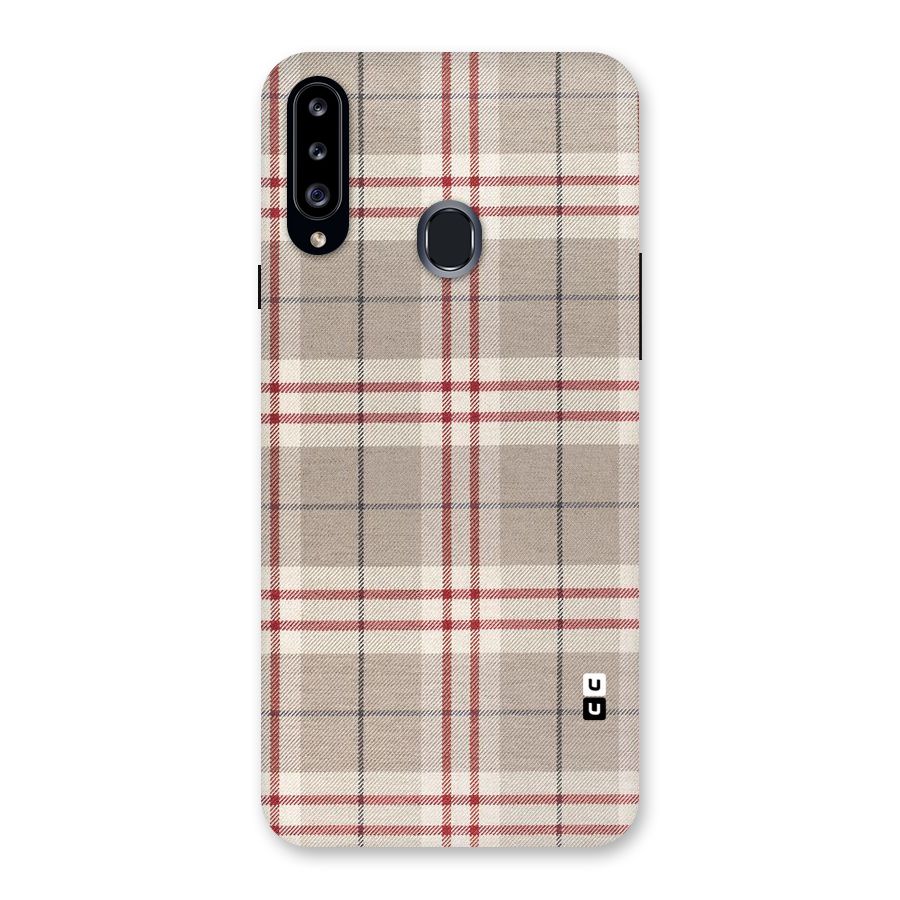 Beige Red Check Back Case for Samsung Galaxy A20s