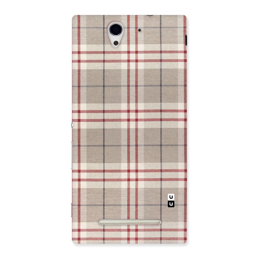 Beige Red Check Back Case for Sony Xperia C3