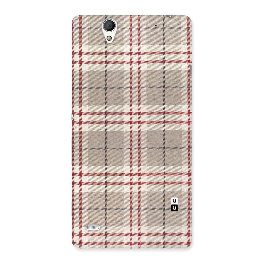 Beige Red Check Back Case for Sony Xperia C4