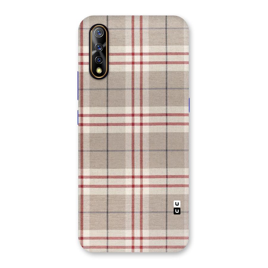 Beige Red Check Back Case for Vivo S1