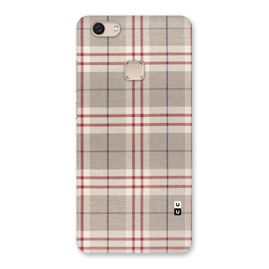 Beige Red Check Back Case for Vivo V7
