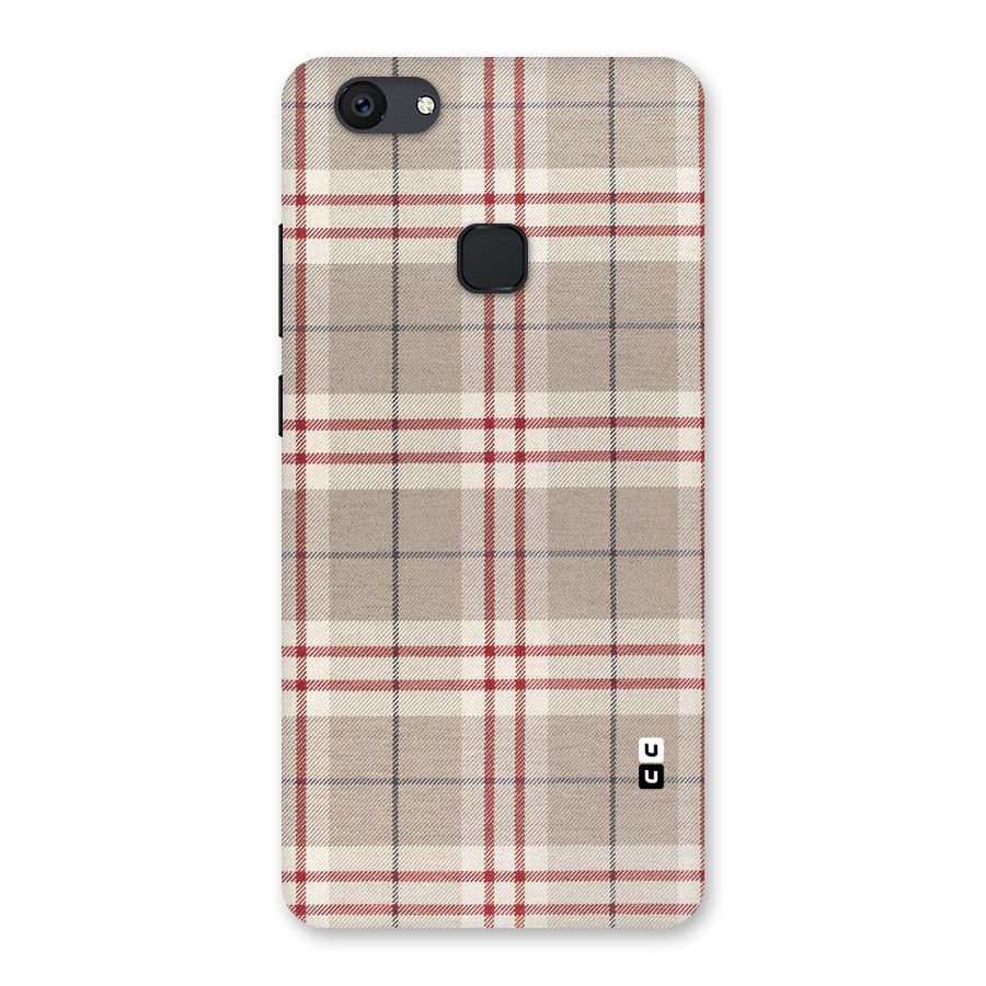 Beige Red Check Back Case for Vivo V7 Plus