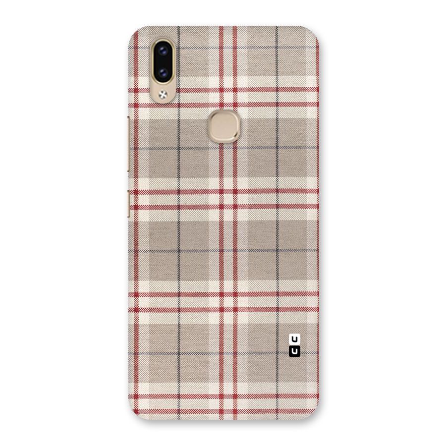 Beige Red Check Back Case for Vivo V9 Youth