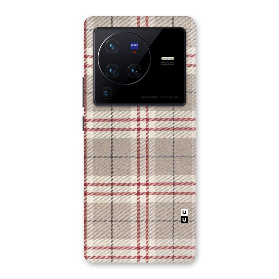 Beige Red Check Back Case for Vivo X80 Pro