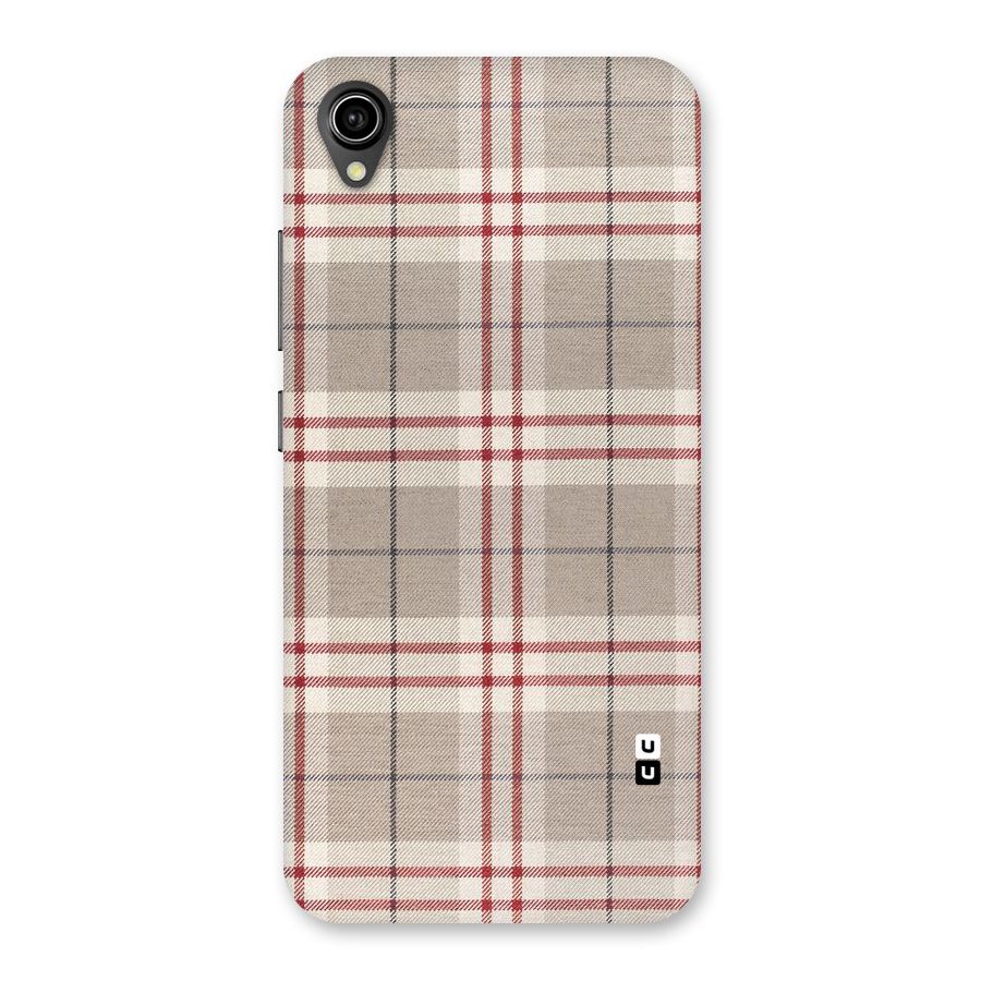 Beige Red Check Back Case for Vivo Y90