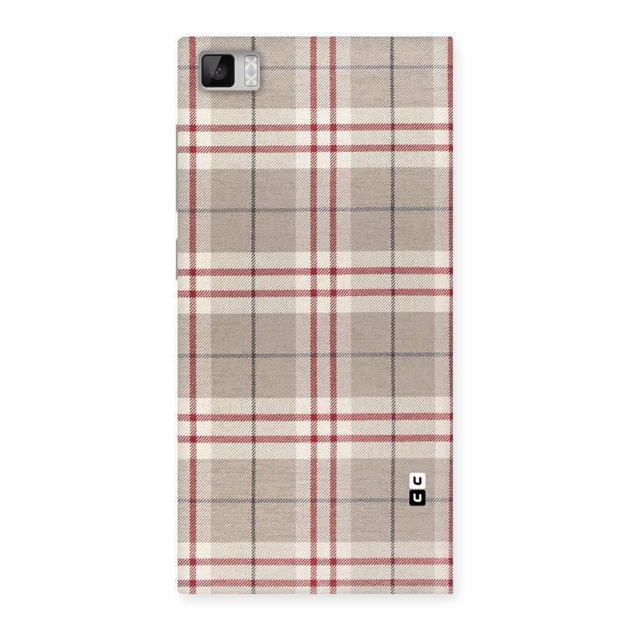Beige Red Check Back Case for Xiaomi Mi3
