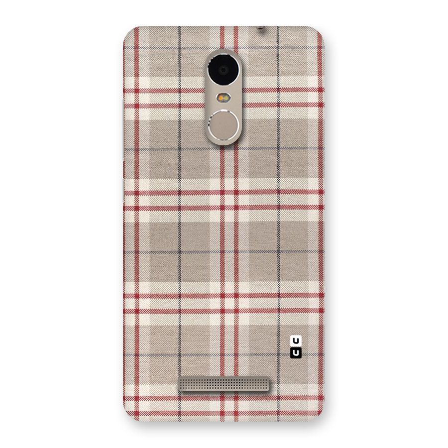 Beige Red Check Back Case for Xiaomi Redmi Note 3