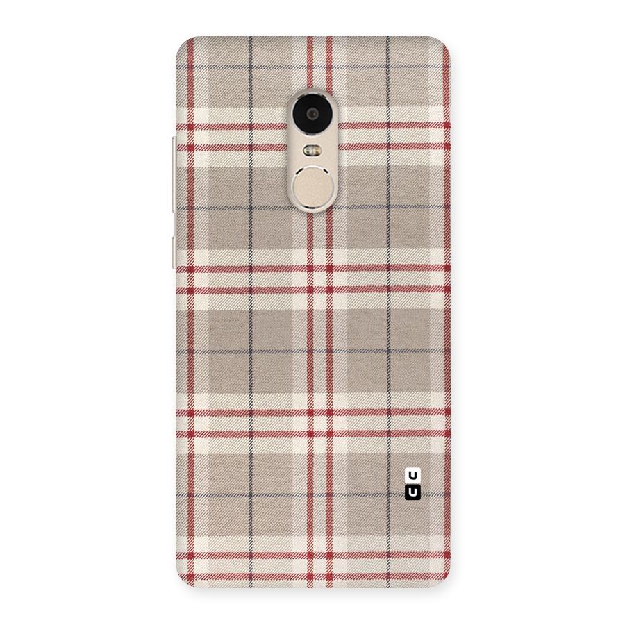 Beige Red Check Back Case for Xiaomi Redmi Note 4
