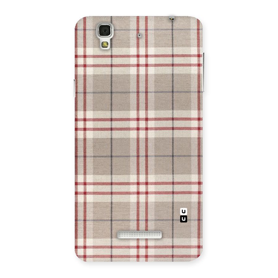 Beige Red Check Back Case for Yu Yureka