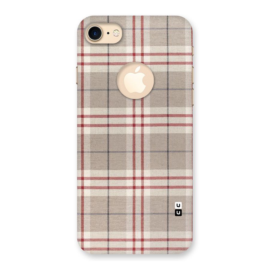 Beige Red Check Back Case for iPhone 7 Logo Cut