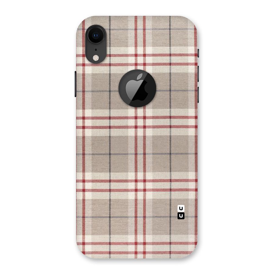 Beige Red Check Back Case for iPhone XR Logo Cut
