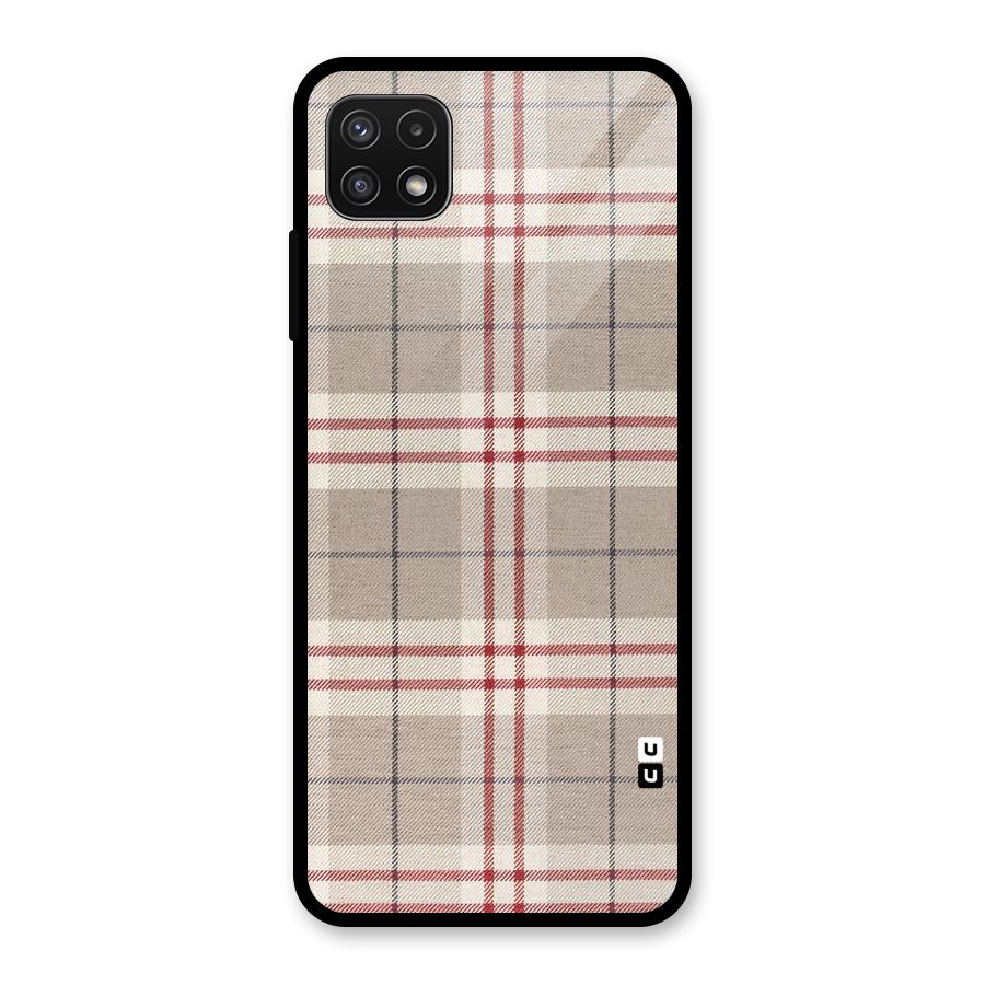 Beige Red Check Glass Back Case for Galaxy A22 5G