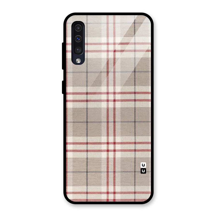 Beige Red Check Glass Back Case for Galaxy A50