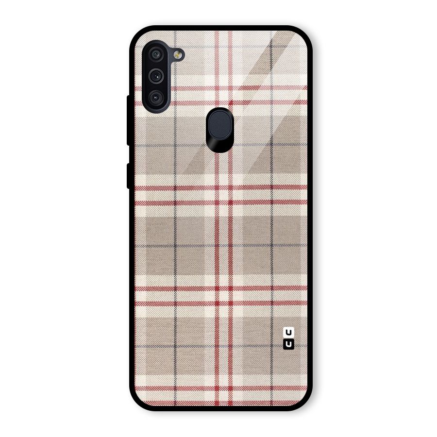 Beige Red Check Glass Back Case for Galaxy M11