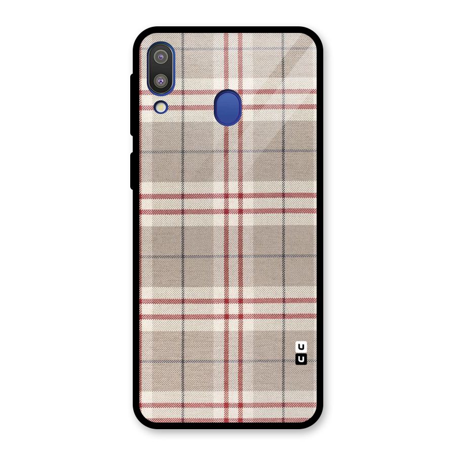 Beige Red Check Glass Back Case for Galaxy M20