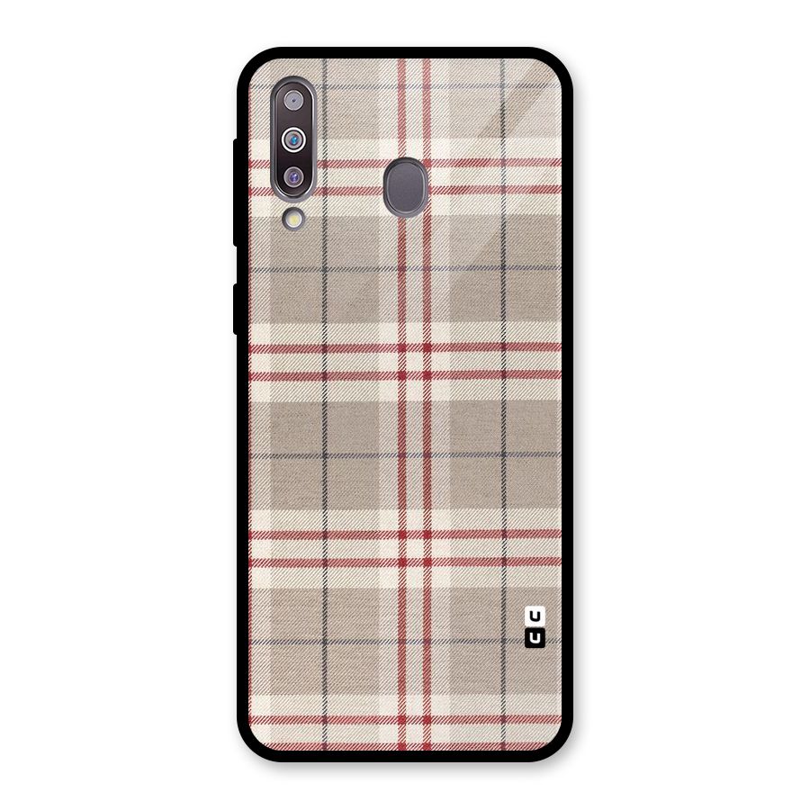 Beige Red Check Glass Back Case for Galaxy M30