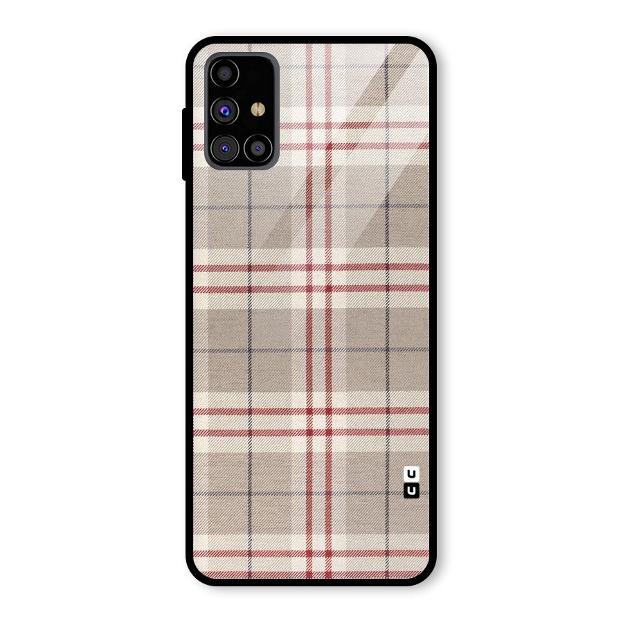 Beige Red Check Glass Back Case for Galaxy M31s