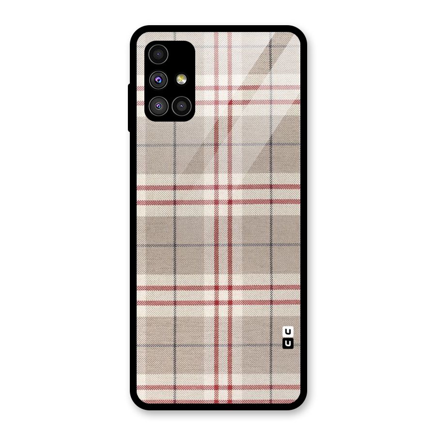 Beige Red Check Glass Back Case for Galaxy M51