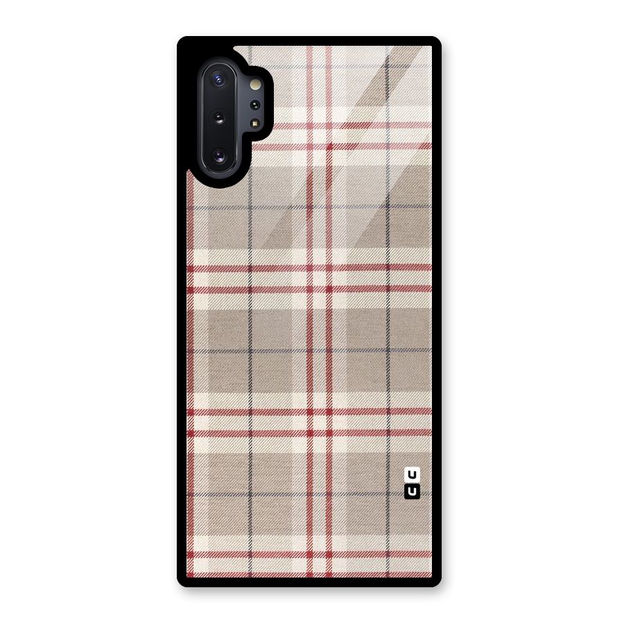 Beige Red Check Glass Back Case for Galaxy Note 10 Plus