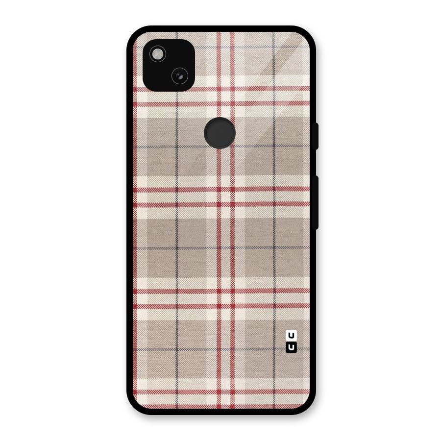 Beige Red Check Glass Back Case for Google Pixel 4a