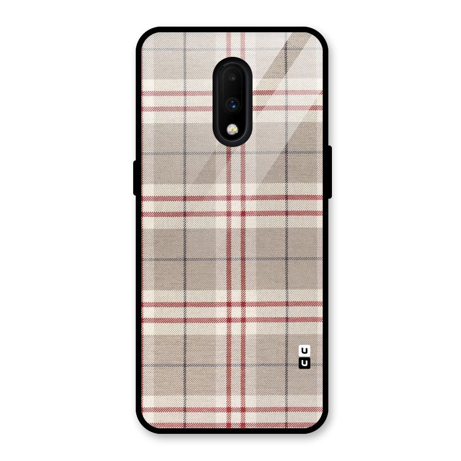 Beige Red Check Glass Back Case for OnePlus 7