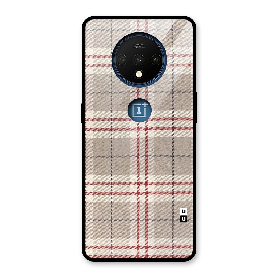 Beige Red Check Glass Back Case for OnePlus 7T