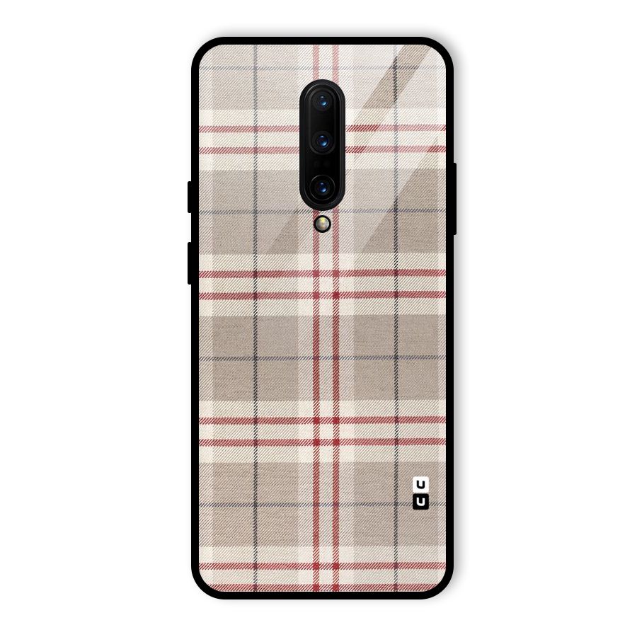 Beige Red Check Glass Back Case for OnePlus 7 Pro
