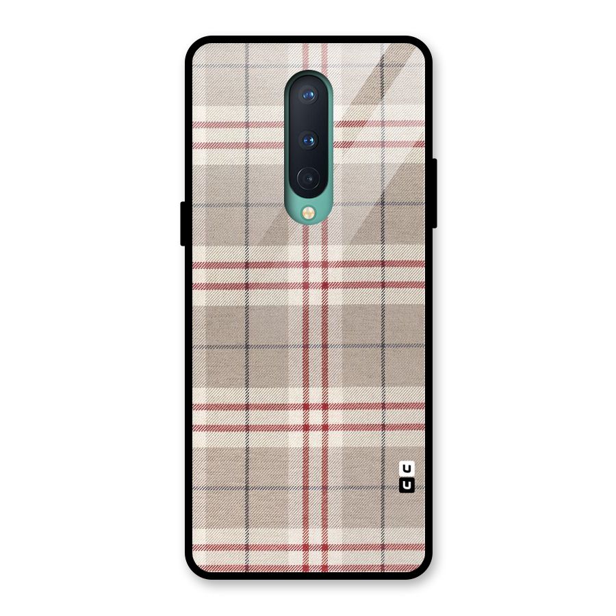 Beige Red Check Glass Back Case for OnePlus 8
