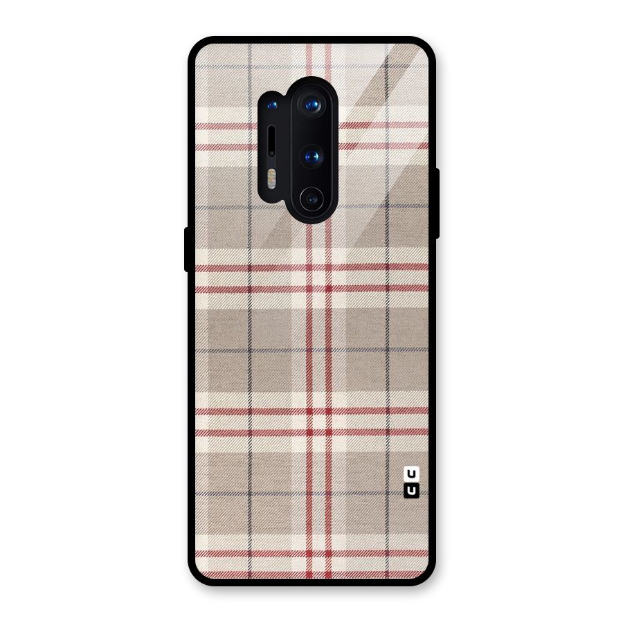 Beige Red Check Glass Back Case for OnePlus 8 Pro