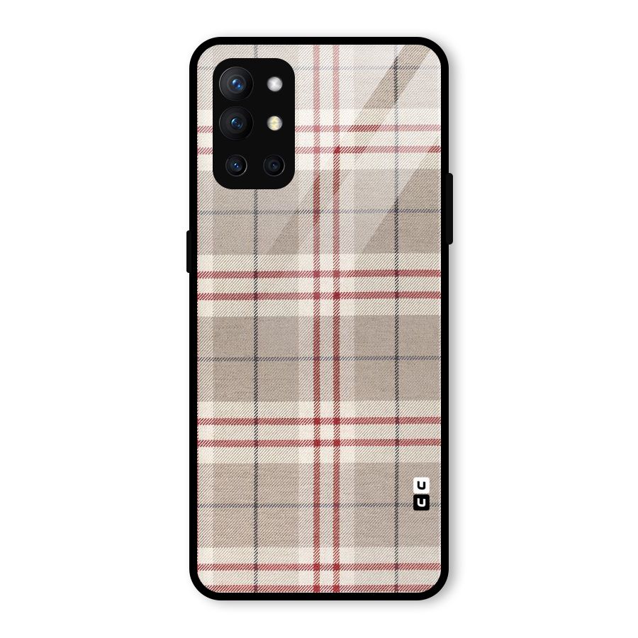 Beige Red Check Glass Back Case for OnePlus 9R