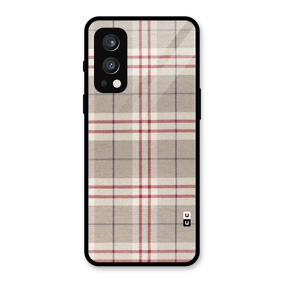 Beige Red Check Glass Back Case for OnePlus Nord 2 5G