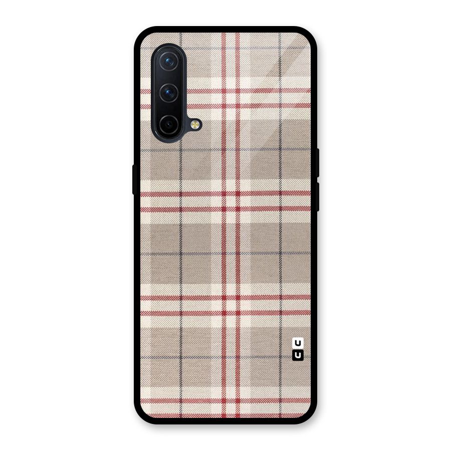 Beige Red Check Glass Back Case for OnePlus Nord CE 5G