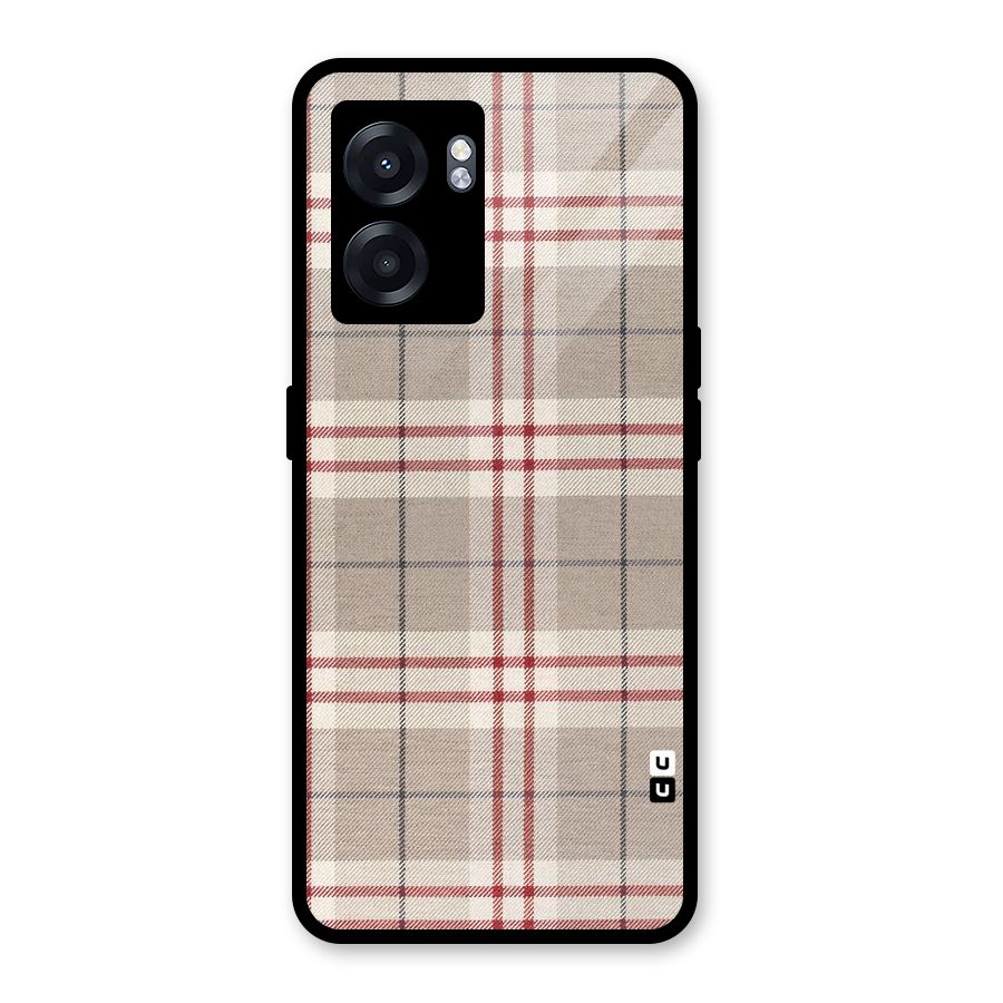 Beige Red Check Glass Back Case for Oppo K10 (5G)