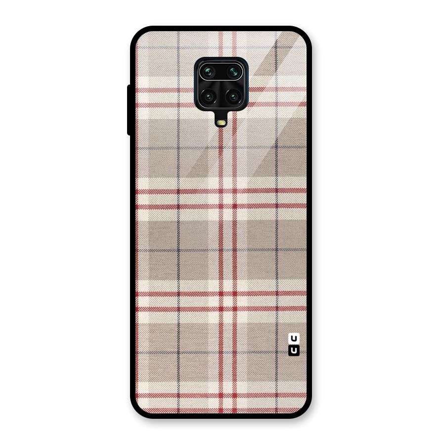 Beige Red Check Glass Back Case for Poco M2 Pro
