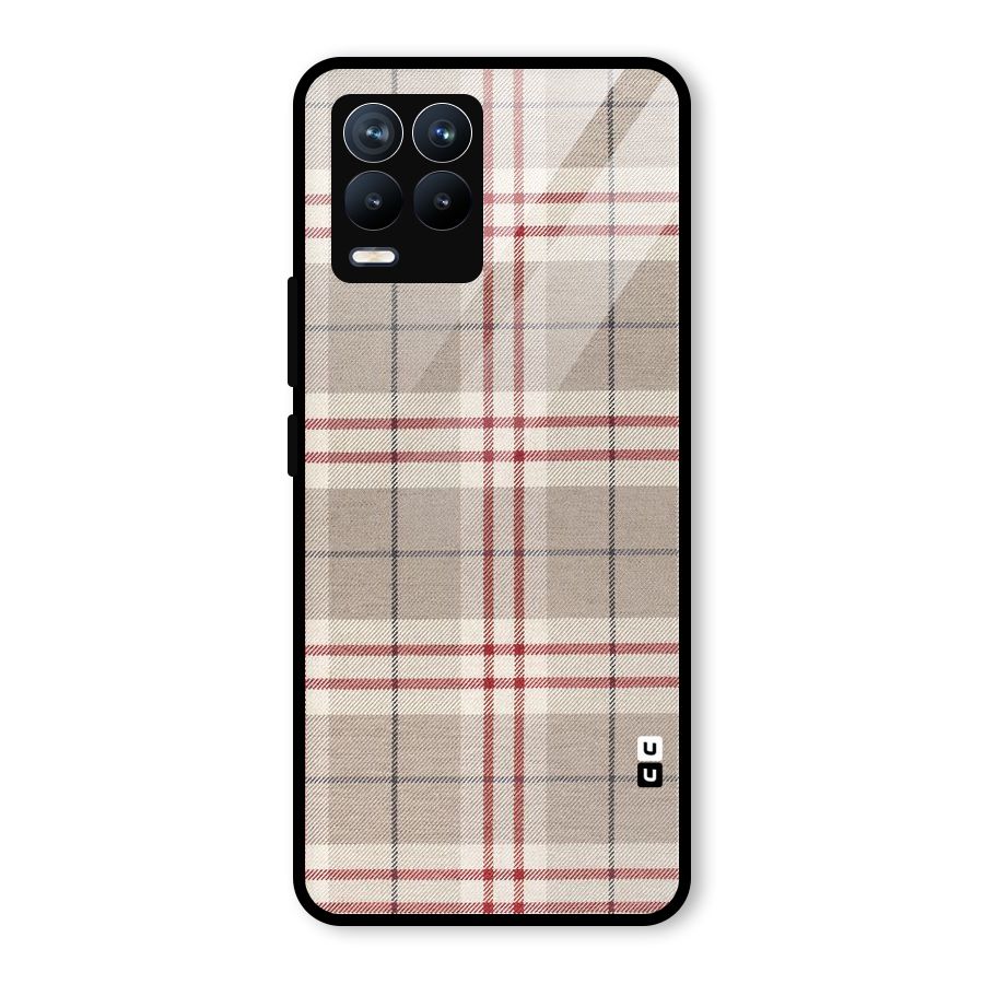 Beige Red Check Glass Back Case for Realme 8 Pro