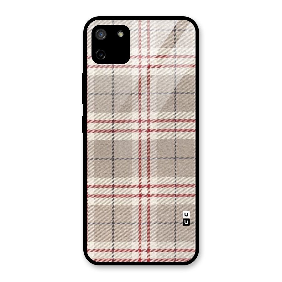 Beige Red Check Glass Back Case for Realme C11