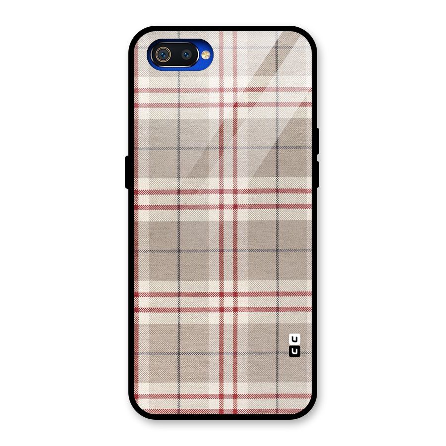Beige Red Check Glass Back Case for Realme C2