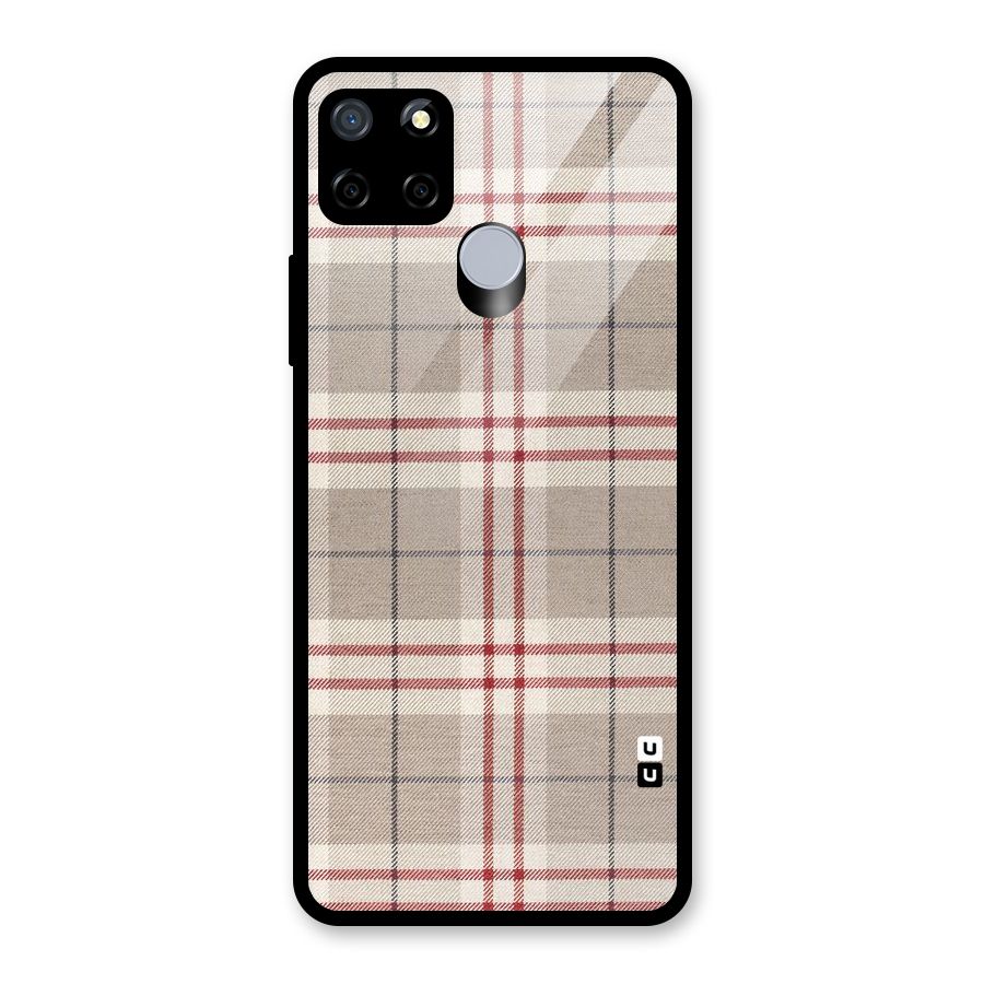 Beige Red Check Glass Back Case for Realme Narzo 20