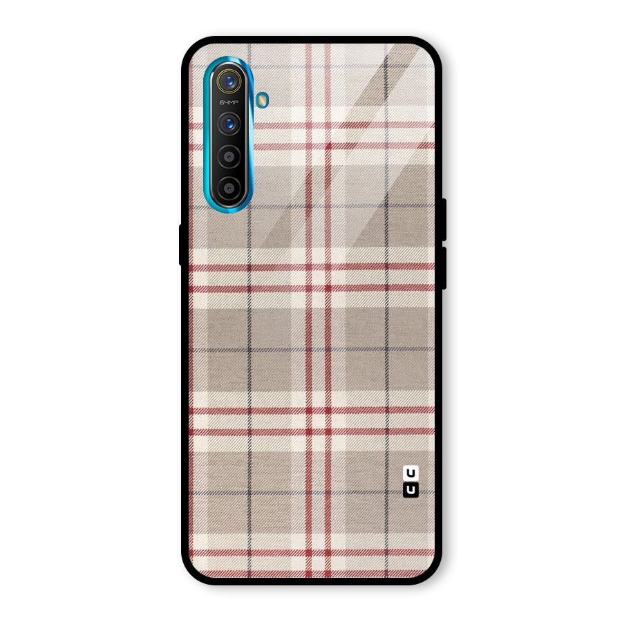 Beige Red Check Glass Back Case for Realme X2