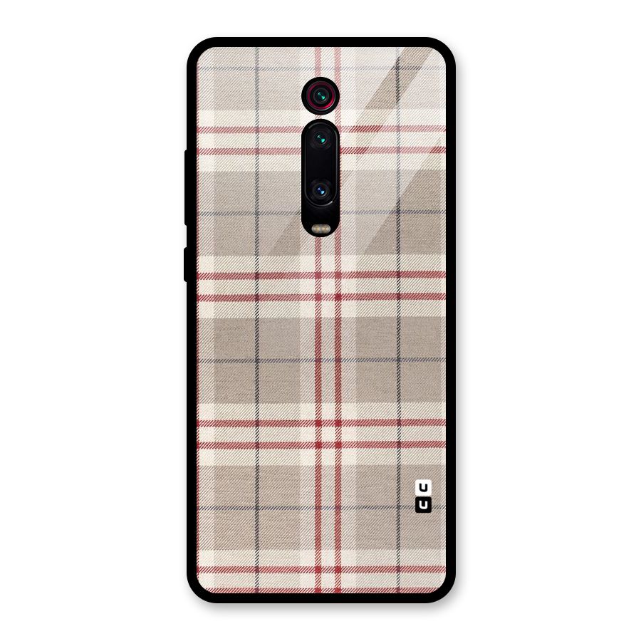 Beige Red Check Glass Back Case for Redmi K20
