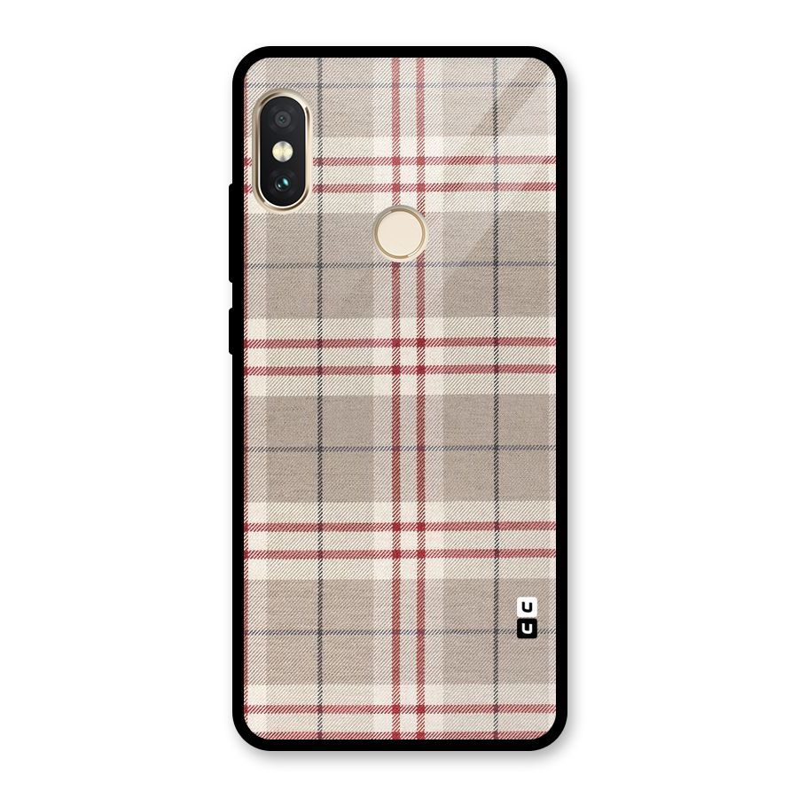 Beige Red Check Glass Back Case for Redmi Note 5 Pro