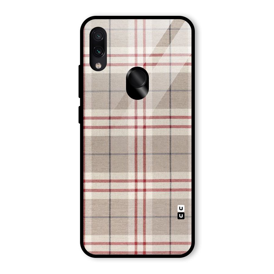Beige Red Check Glass Back Case for Redmi Note 7 Pro