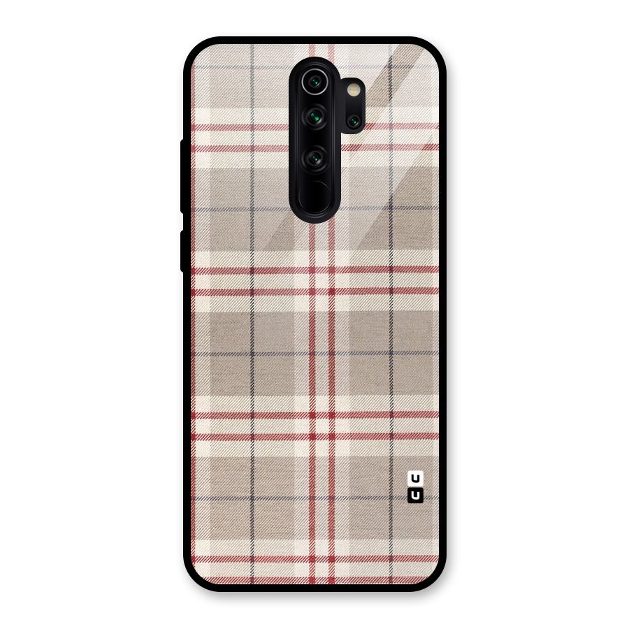 Beige Red Check Glass Back Case for Redmi Note 8 Pro
