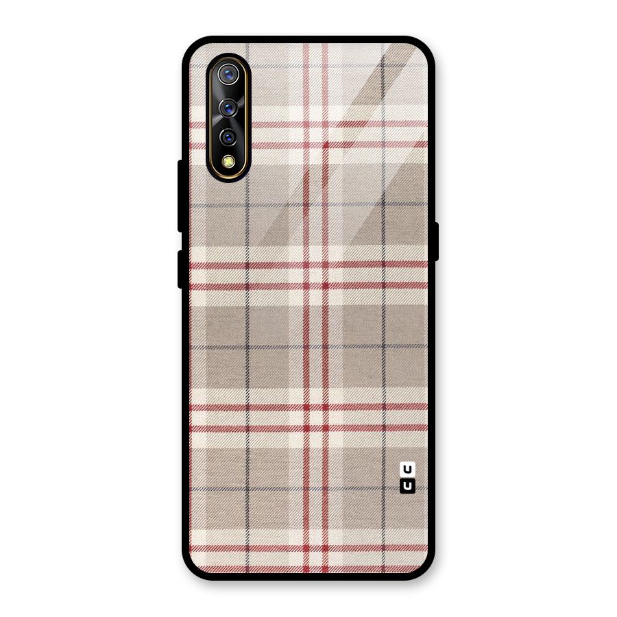 Beige Red Check Glass Back Case for Vivo S1