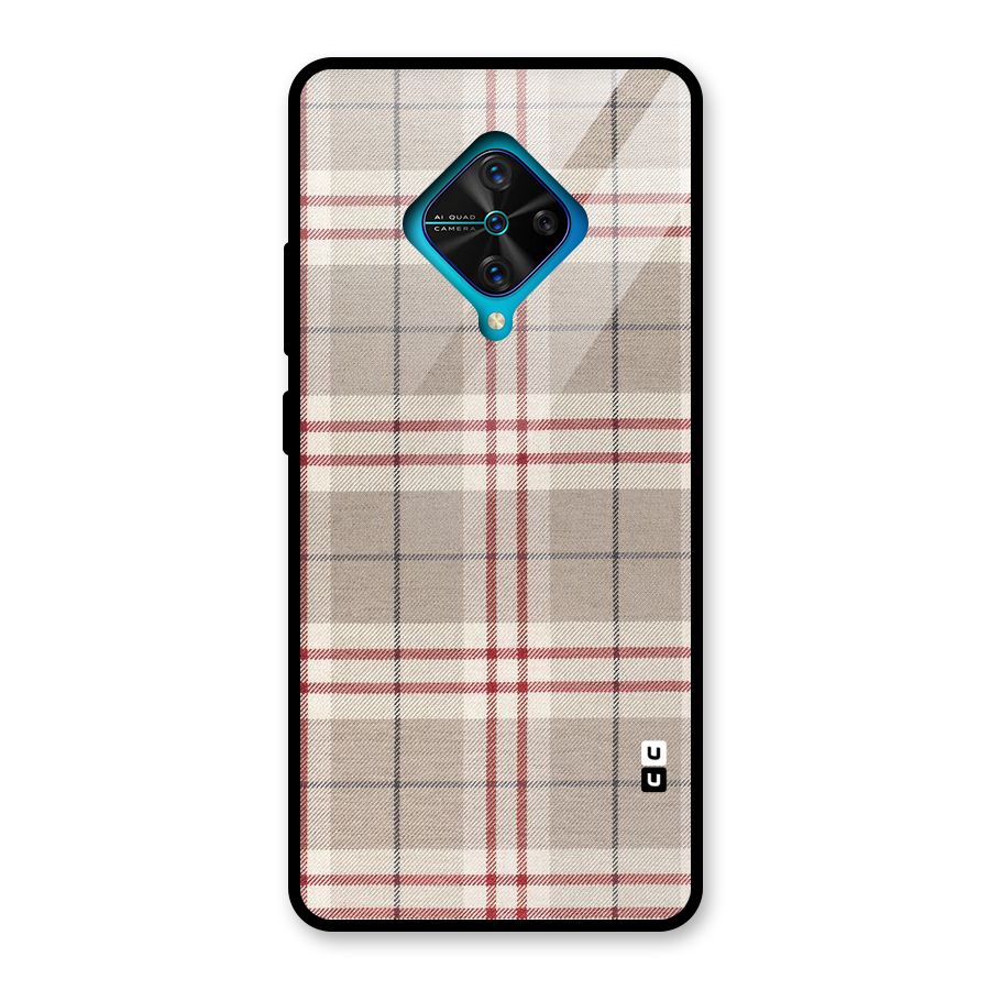 Beige Red Check Glass Back Case for Vivo S1 Pro